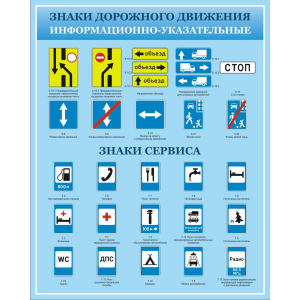 Информационный стенд Знаки дорожного движения, информационно-указательные
