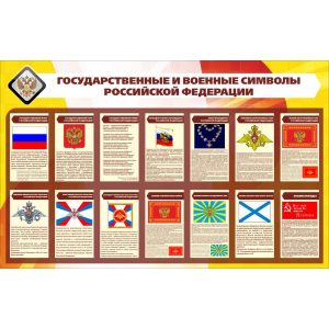 Государственные и военные символы Российской Федерации желто-синее