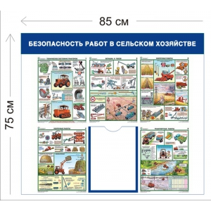 СТН-300 - Cтенд Безопасность работ в сельском х озяйстве 75 х 85 см 1 карман А4, 5 плакатов
