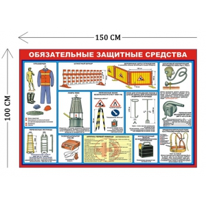 СТН-272 - Cтенд Защитные средства для работ внутри колодца 150 х 100 см 11 плакатов