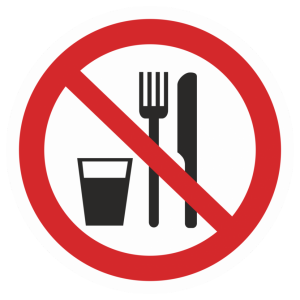 Наклейка P-30 «Запрещается принимать пищу»